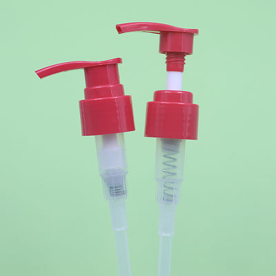 Custom 24mm 28mm Plastic Inside Spring Pump Cosmetic Dispenser Red Lotion Screw-on Pump for Bottle