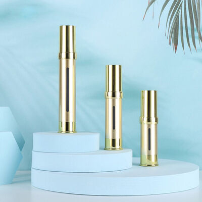 Kinpack製 中国サプライヤー シルバーラグジュアリープラスチックコスメティックボトル 15ml 30ml 50ml 空容器 エアレスプラスチック美容液ポンプディスペンサー