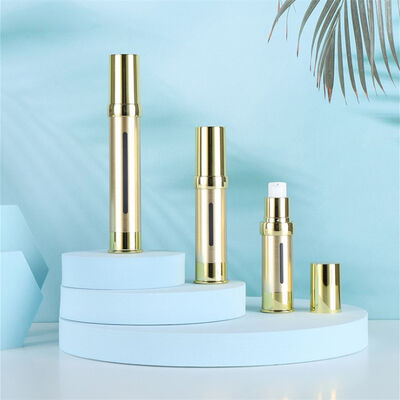 Kinpack製 中国サプライヤー シルバーラグジュアリープラスチックコスメティックボトル 15ml 30ml 50ml 空容器 エアレスプラスチック美容液ポンプディスペンサー