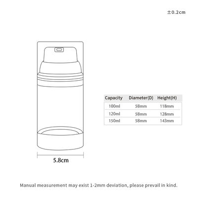 工場 卸売 高級品 100ml/150ml/120ml ABS パーソナルケア用の空気のないポンプボトル ローション用のカスタム印刷方法