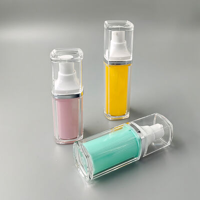 Hot Sale Wholesale Factory High Quality 15ml 30ml 50ml Square Double-layer Vacuum Bottle  for Personal Care