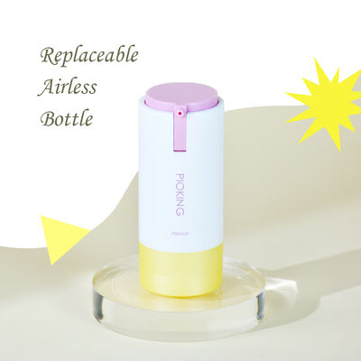 リサイクル可能 プライベート ラベル 15ml 30ml 50ml 丸い形 パーソナル ピンク 紫色 空気のない ABS ローション ボトル 皮膚ケアパッケージ