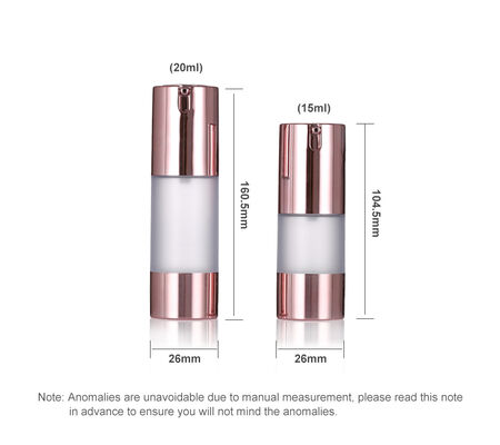 ルックス・ローズ・ゴールド 空気のないポンプボトル 15-20ml 丸い空気のないローションボトル 血清ボトル