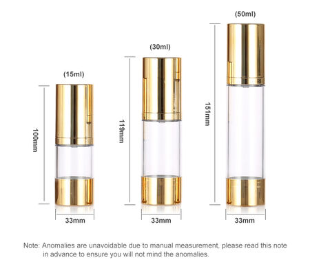 皮膚ケア用 15ml 30ml 50ml スリム空気のないポンプボトル